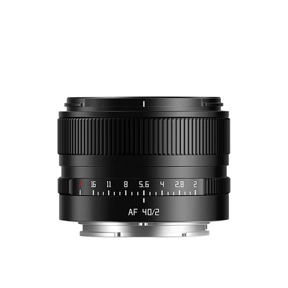 TTArtisan AF 40/F2 black lens on white background